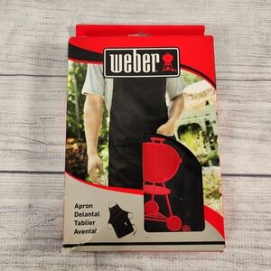 Weber Black Grilling Apron Red Kettle Logo Adjustable Neck One Size 6533 New